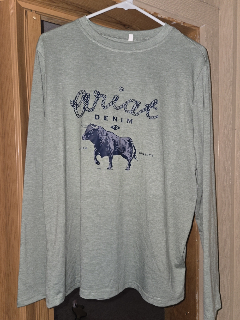 Ariat Denim Bull Graphic Long Sleeve Tee - Sage Green